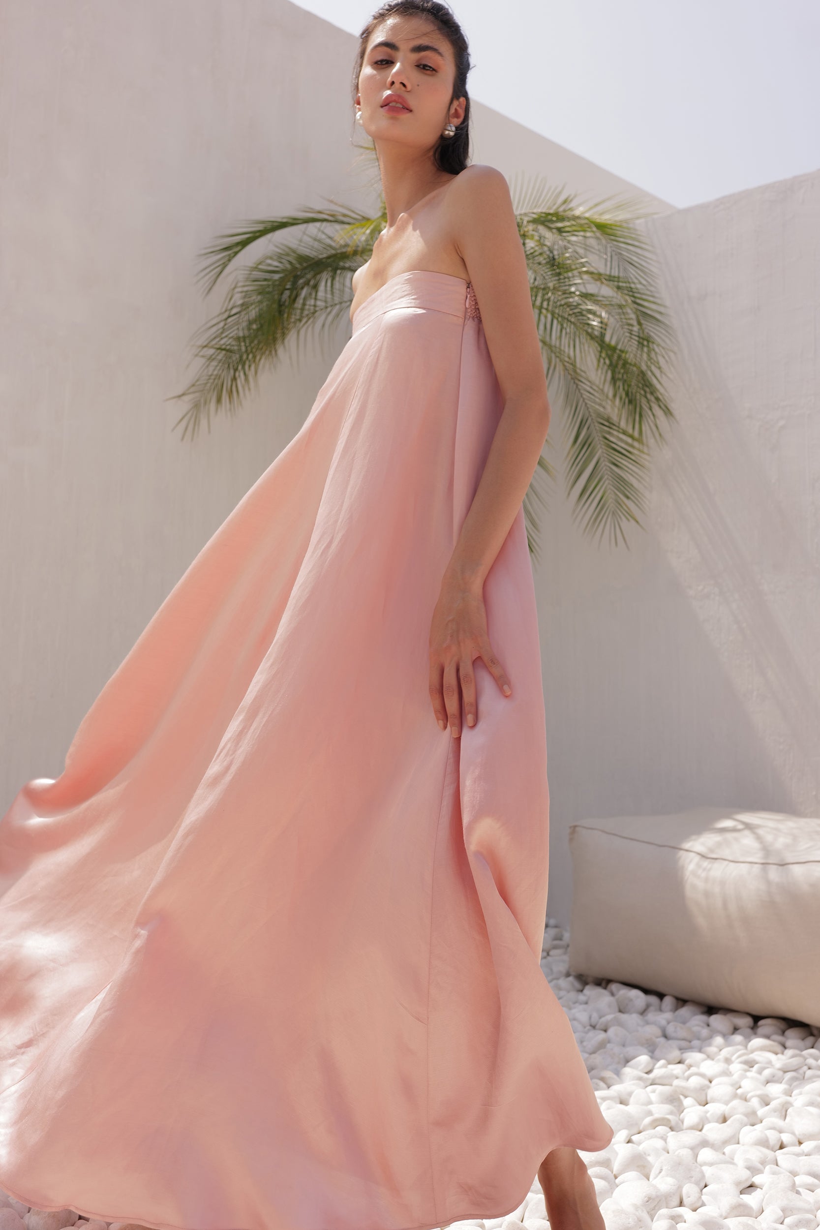 Dusty Pink Lace Satin Sweetheart Bridesmaid Dress - Xdressy